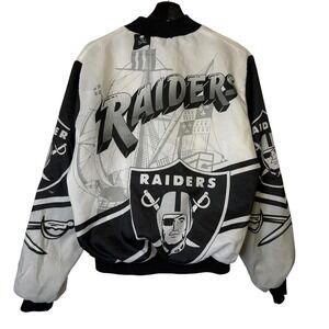 NFL Oakland Raiders Bomber Style Varsity Jacket Vintage 90s Chalkline Fanimation